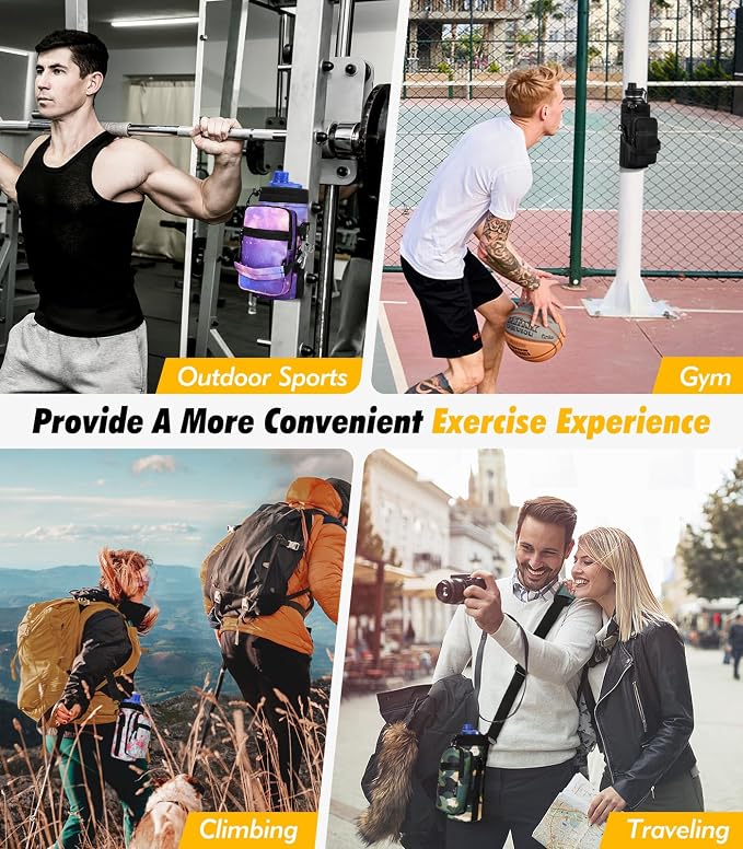 Nuovoware Magnetic Gym Bag, 40oz, Water Bottle Carrier, Starry Purple | Adjustable Shoulder Strap, Magnets Magnetic Gym Bag, Bottle Pouch Sling, 2 Pocket, Sling Neoprene Organizer Sleeve