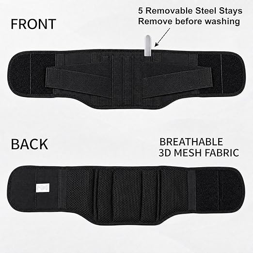 Wide Back Brace for Plus Size Men Lower Back Pain Support | Plus Size Back Brace, Lumbar Support Belt, 5 Removable Metal Stays, Work, Sciatica & Herniated Disc Relief (X-Large: 41"-43")