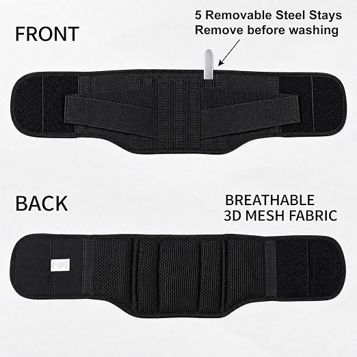 Back Brace for Women Lower Back Pain, Lumbar Support Belt | Wide Lumbar Support Belt, 5 Removable Metal Stays, Lightweight Breathable Back Brace, Sciatica & Disc Relief (M:33"-37")