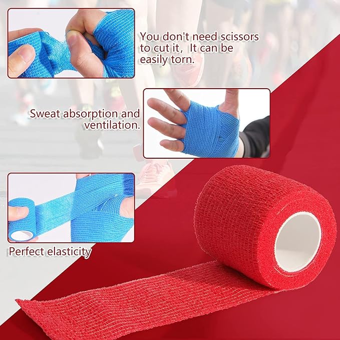 KISEER 30 Pack 2 Inch x 5 Yards Self Adhesive Bandage Assorted Color Breathable Cohesive Bandage Wrap Rolls Elastic Self-Adherent Tape for Stretch Athletic, Sports, Wrist, Ankle