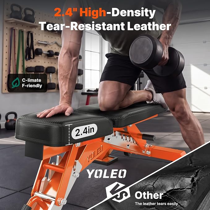 YOLEO Commercial Adjustable Weight Bench 2315LB ASTM Certified – 80% Pre-Assembled Heavy Duty Workout Bench for Home Gym