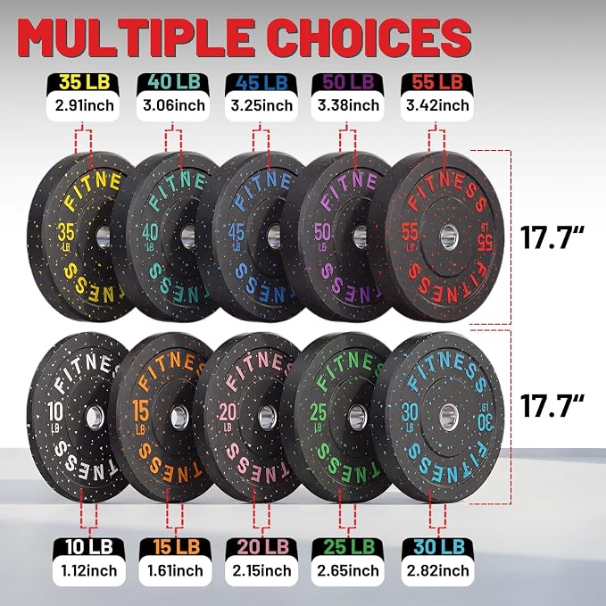 2" Bumper Plates Set Olympic Weight Plates for Barbell Strength Training | Papababe 2Inch Weights Plates Set, Floor Protective Plates, 20-600lbs Rubber Bumper Plates for Weightlifting, Bench Press
