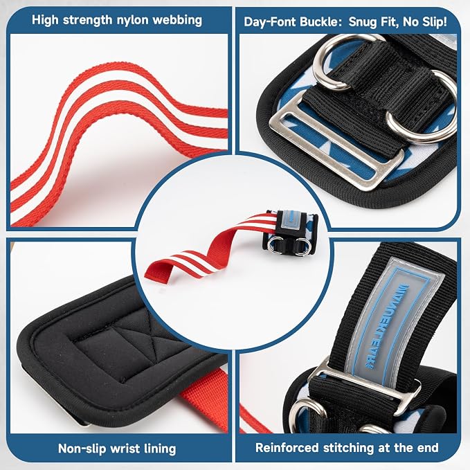 M MANUEKLEAR Wrist Straps for Weightlifting, Gym Lifting Straps with D Rings for Cable Machine,Weight Lifting Wrist Wraps for Men Women