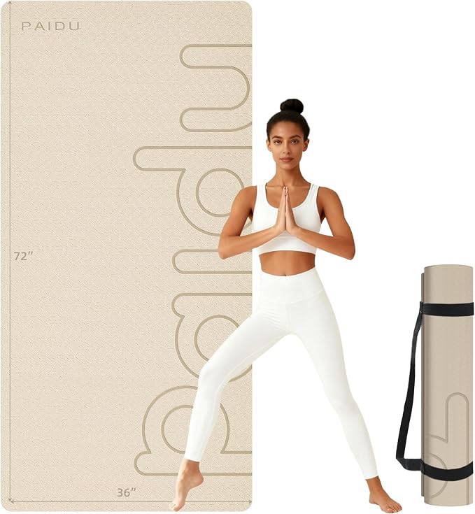 PAIDU Large Yoga Mat, 72"x36"x2/5" POE Non-Slip Exercise Mat | 10MM Thick, POE, non‑slip, ideal for home gym, yoga, pilates, fitness & floor use