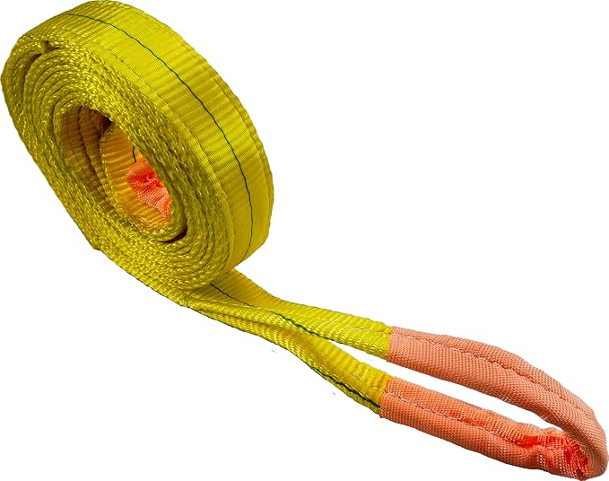 Everest C1130-2" x 3' Yellow Flat Sling Eye to Eye/Lifting Sling for Construction, Lifting, Moving, Hoisting - Strap Heavy Duty - 1-Pack 6400lbs WLL