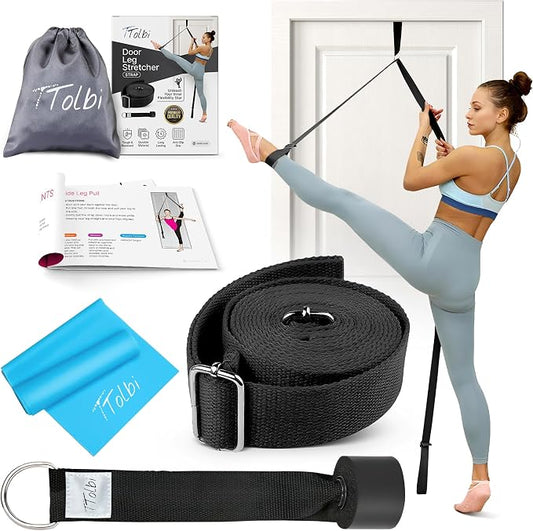 Leg Stretcher Strap with Door Anchor and Resistance Band, Splits Trainer | Home Flexibility Trainer for Splits, Ballet, Dance, Cheer, Yoga, Gymnastics, Pole and Taekwondo, Kids to Adults, All Levels