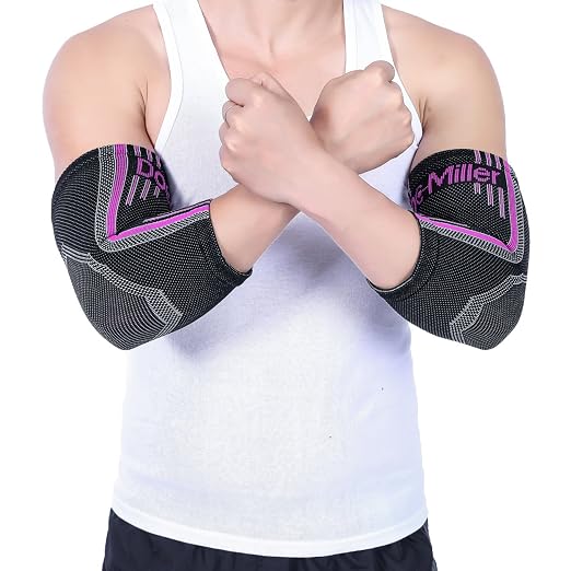 Doc Miller Elbow Compression Sleeves for Tendonitis, Women & Men, 1 Pair | Compression support, Arm Brace, Tennis Injuries, Bursitis Relief, Tendon Care, Active Use, Sports & Recovery