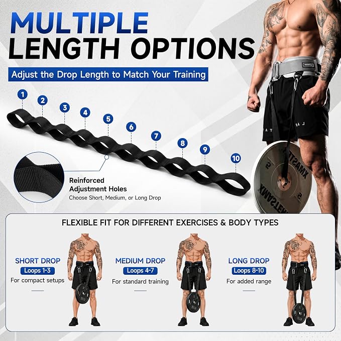 MANUEKLEAR 4-in-1 Weight Lifting Belts for Back Support, Dip Belt with 38.5 IN Rope for Weightlifting Pull Up, Weight Belt for Men Women