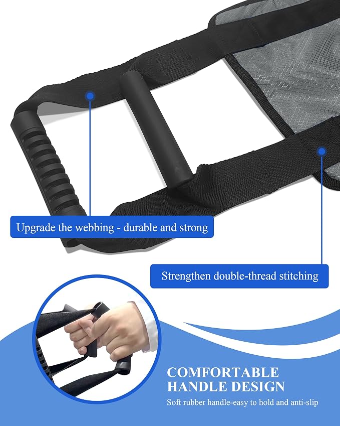 Transfer Sling Lift Assist Gait Belt for Seniors and Disabled | Lifting Strap, Gray Mobility Aid, Home Hospital Nursing Care, Caregiver-assisted Transfers