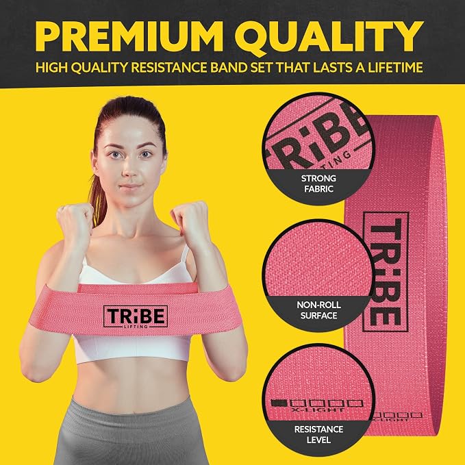 Fabric Resistance Bands for Working Out, 5-Band Set for Legs and Glutes | Booty bands for women and men, 5 resistance levels, for glute activation, hip training, squats, lunges and physical therapy