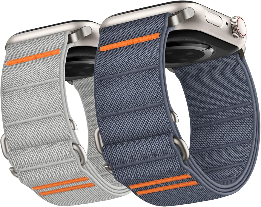 Suitisbest 2 Pack Sport Band Compatible with Apple Watch Ultra Band 49mm 46mm 45mm 44mm 42mm 41mm 40mm 38mm, Stretchy Sport Loop Strap for iWatch Series 11 10 9 8 7 6 5 4 3 2 1, SE 3 2 1, Ultra 3 2 1