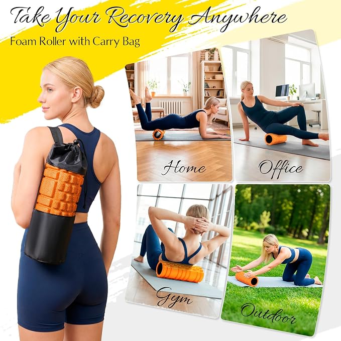Foam Roller 13'' Multi-Density Massager for Deep Tissue & Muscle Recovery | Patented Exercise Roller for Relieves Tight, Sore Muscles & Kinks, Improves Mobility & Circulation - Targets Key Body Parts