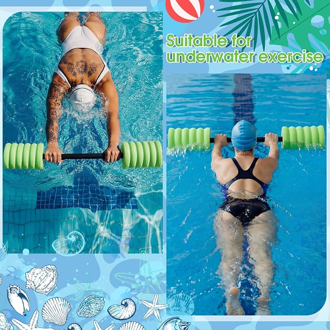 Soulchen Long Aquatic Exercise Dumbbells Pool Exercise Foam Water Weights Dumbbell Aquatic Pool Barbells with High Density EVA Foam for Swim Water Aerobics Workouts Loss