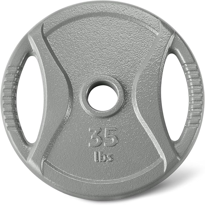 Amazon Basics 2-Inch Olympic Grip Weight Plates, Cast Iron, for Powerlifting, CrossFit & Strength Training