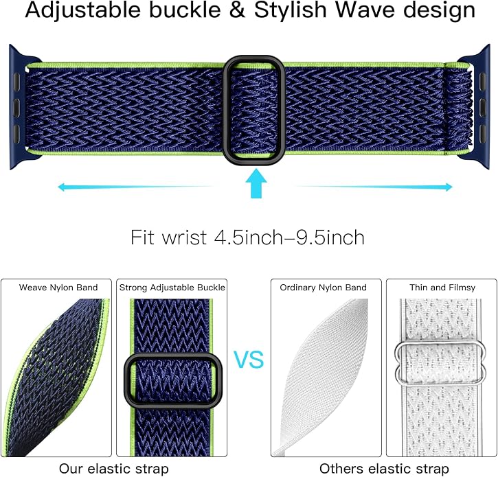 Lerobo Stretchy Nylon Solo Loop Band, Compatible with Apple Watch Series 11 10 9 8 7 6 5 4 3 SE3/2/1 Ultra3/2/1, Adjustable Strap for iwatch Band 44mm 45mm 46mm 49mm 42mm 40mm 41mm 38mm for Women Men
