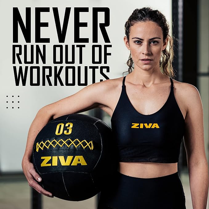 ZIVA Soft Wall Ball – Highly Durable Weighted Exercise Medicine Slam Ball for Strength and Conditioning Workout - Multiple Color, Weight Available