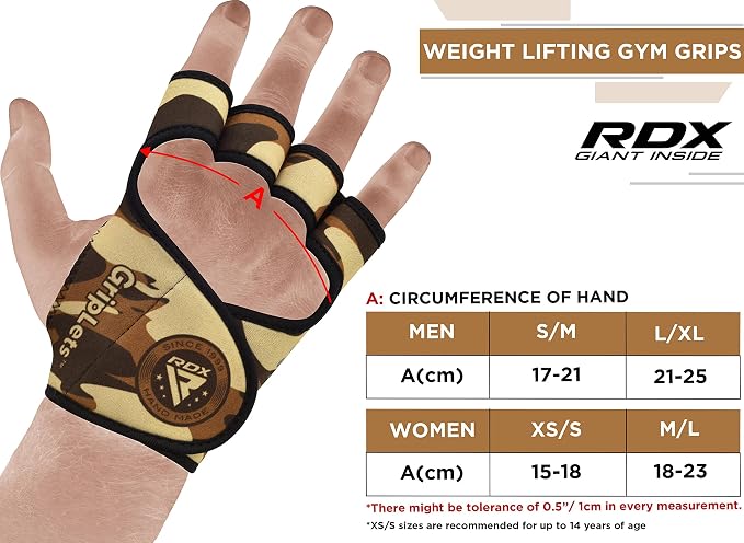 RDX Weight Lifting Gloves Grips, Gym Fitness Workout, Anti Slip Ventilated Open Back Gripper, Strength Training HIIT Exercise Deadlift, Men Women Cycling Rowing Climbing Hanging Pull Ups Gymnastics