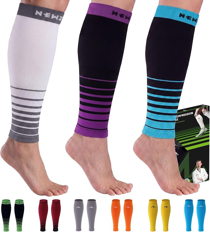NEWZILL Compression Calf Sleeves (20-30mmHg) for Men & Women Perfect Option to Compression Socks for Running Travel Nursing