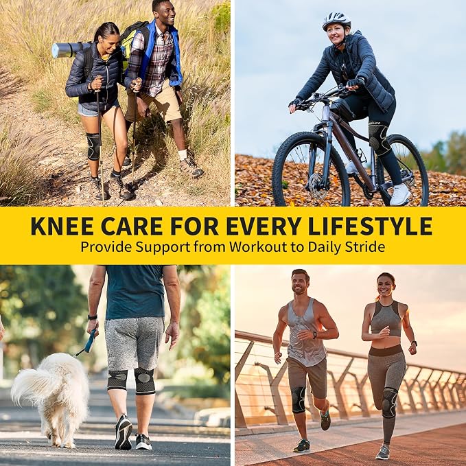 CAMBIVO Copper Knee Braces for Men and Women (2 pack) -Knee Supports Copper Compression Knee Sleeve for Knee Pain, Arthritis, Sports and Recovery Support (Large