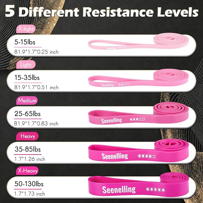 Seenelling Resistance Bands for Exercise Working Out, Pull-Up Assistance Full-Body Training Bands for Women Men Home Workouts, Physical Strength Training