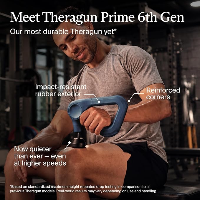TheraGun Therabody Prime 6th Gen Deep Tissue Massage Gun | Navy | Powerful Percussive Massage With 5 Speeds & A Rugged, Durable Design to Relieve Muscle Pain & Speed Up Recovery