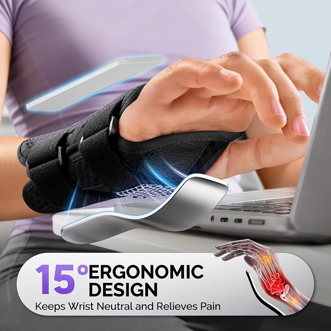 FEATOL Wrist Brace with Ergonomic Wrist Splint Left Hand, Breathable Hand Support for Women and Men, Pain Relief for Carpal Tunnel, Tendonitis & Daily Work, Large
