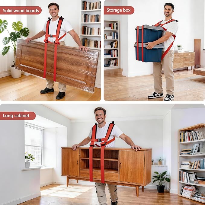 KEDSUM Moving Straps 1 Person-Front Carry, Lifting Straps Moving Free Your Arms, Heavy Duty Strap for Appliance, Thicken Sponge Vest, Upgraded Move Tool for Renters&Movers, Break Strength Over 600LBS