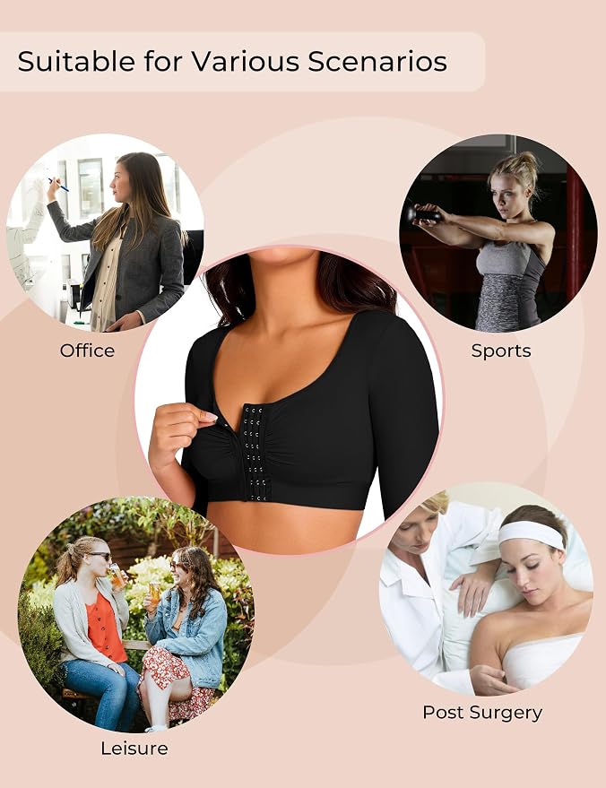 Arm Compression Sleeves for Women Post Surgery Front Closure Bra Slimming Arm Lipo Shapewear Top