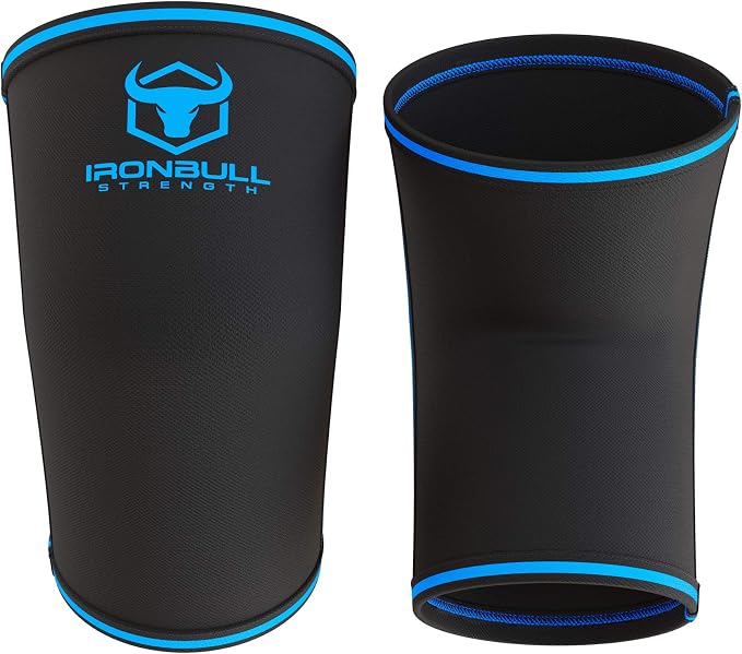 Elbow Sleeves 5mm (1 Pair) - High Performance Elbow Sleeve Support for Weightlifting, Weight Training & Powerlifting - Best Compression Straps - for Men and Women (Large, Black/Blue)