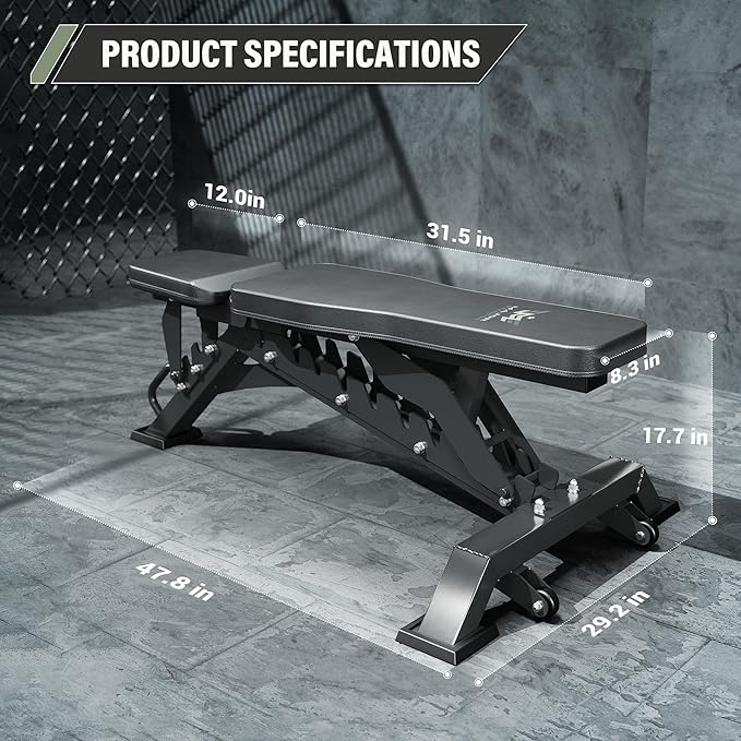 MAJOR FITNESS Weight Bench, Adjustable Workout Bench for Strength Training, Bench Press, and Full-Body Workouts for Home Garage Gym