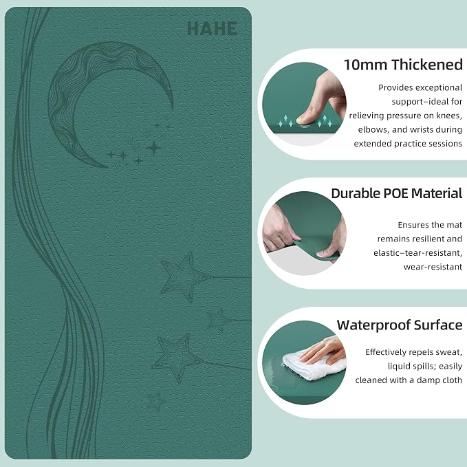 HAHE Extra Wide Yoga Mat, 72"x40"x0.4"Thick, Large Exercise Mats | Oversized Non Slip Workout Mat with Strap for Yoga, Pilates, Fitness, Home Gym Studio, Yoga Mats for Men & Women