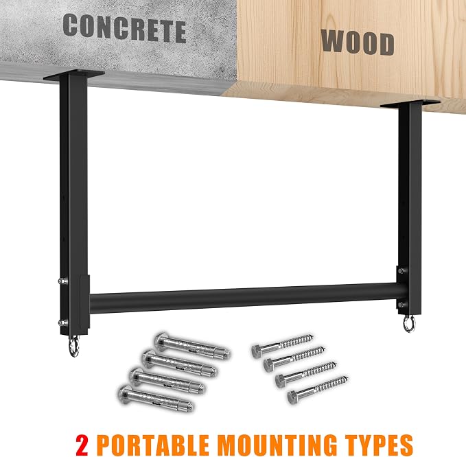 Ceiling Mounted Pull Up Bar, Heavy Duty 700 LBS Multi Grip Pull Up Bars, 16"/24" Rafter Chin Up Bar, Ceiling Joist for Garage/Gym/Basement with Comfortable Grip & Round Anchors, Easy to Install