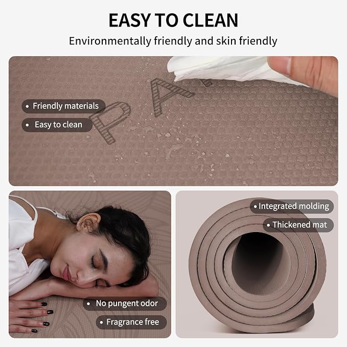 PAIDU Large Yoga Mat 72"x36"x10mm Non-Slip Exercise Mat for Home Gym Studio | Extra wide & thick non-slip yoga mat, works on all floors, ideal for stretching, yoga studio, gym and home workouts