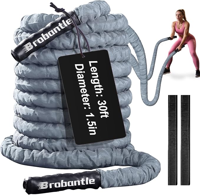 Battle Rope 1/1.26/1.5/2 Inch Diameter,Pink 30FT/40FT/50FT Exercise Workout Ropes for Home Gym Heavy Weighted Training Rope for Working Out