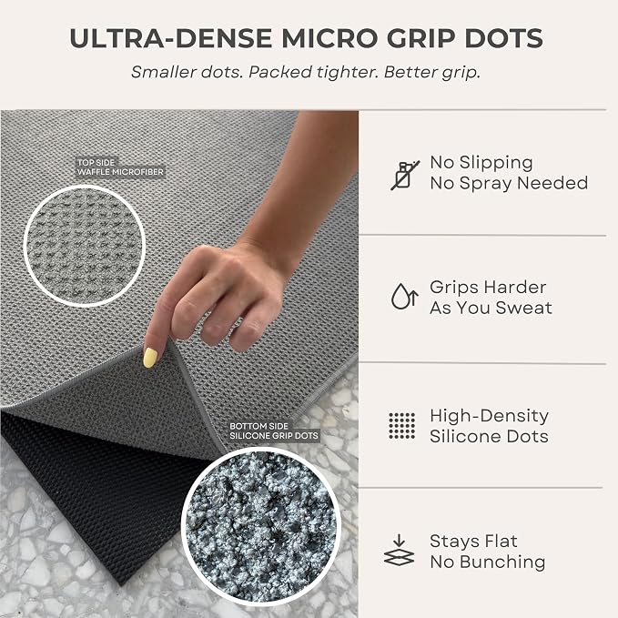 Ayra Hot Yoga Towel Non Slip - Yoga Mat Towel with Grip and Hot Pilates Towel | Microfiber, Ultra Soft and Highly Absorbent 72x26 | Dark Gray