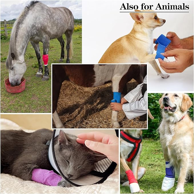 6pcs 2in Self Adhesive Bandage Wraps, 12 Colors, 5 Yard Wraps for Sports
