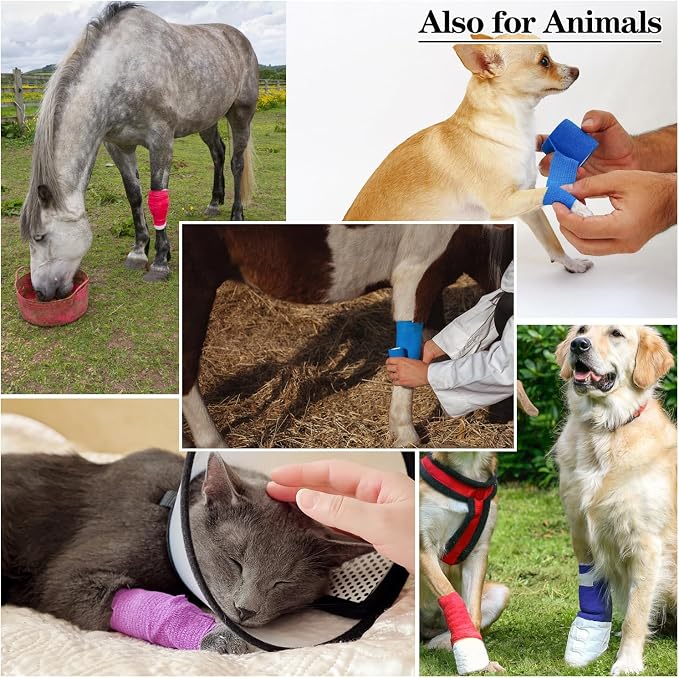 6pcs 2in Self Adhesive Bandage Wraps, 12 Colors, 5 Yard Wraps for Sports
