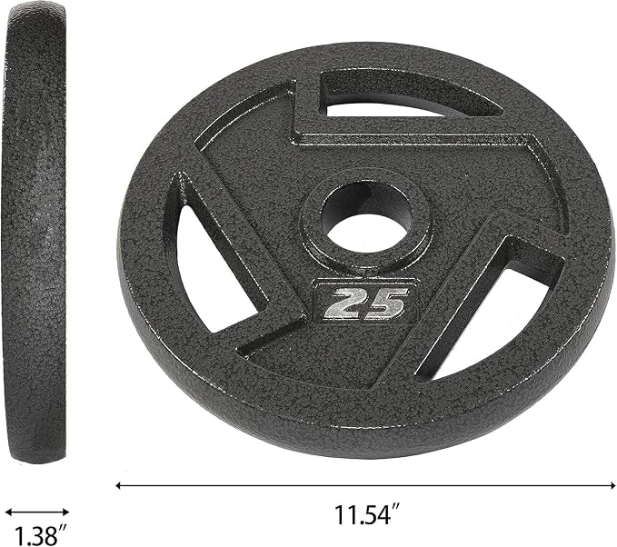 Elevon 2-Inch/1-Inch Cast Iron Weight Plate for Strength Training and Weightlifting, Olympic Grip Plate for Barbell