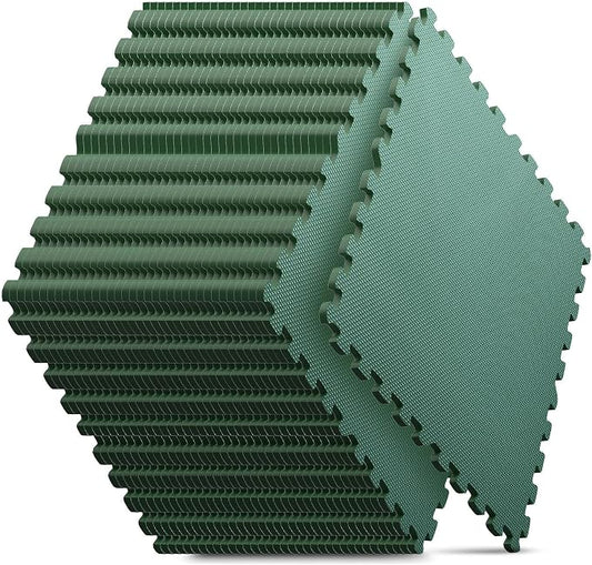 36 Pack 144 sqft Home Gym Mat, Puzzle Exercise Mat, EVA Interlocking Foam Floor Tiles for Home Workout Equipment and Kids' Play Areas -, 24 in x 24 in x ½ in, Green 36 Tiles