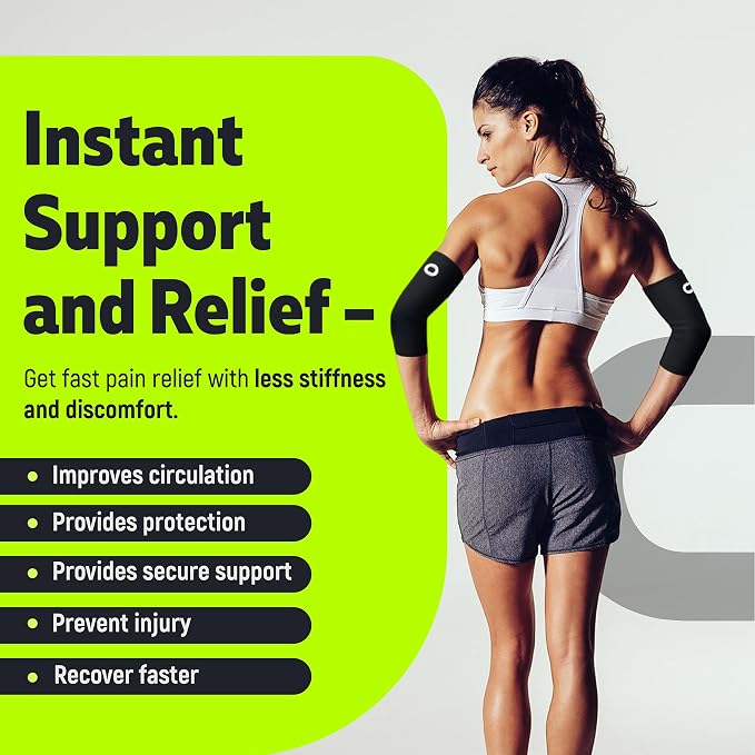 Elbow Brace for Women & Men (Pair) – Elbow Compression Sleeve for Tendonitis, Tennis Elbow & Golfers Elbow – Arm & Elbow Support for Arthritis, Bursitis, Weightlifting & Pain Relief