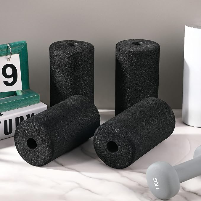 Deekin 4 Pcs Foam Foot Pad Rollers Buffer Tube Cover for Exercise Machine Home Gym Equipment Replacement Pads for Leg Extension Weight Bench Inversion Table(1 x 3.54 x 7.1 Inches)