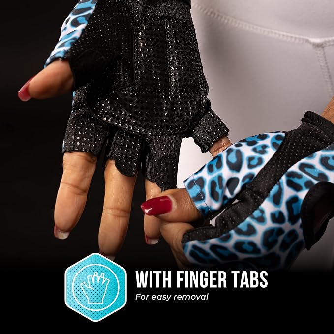 Contraband Pink Label 5297 Womens Design Series Leopard Print Lifting & Rowing Gloves (Pair) - Lightweight Vegan Medium Padded Microfiber Amara Leather w/Griplock Silicone