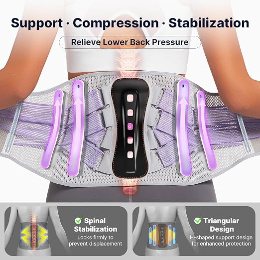 Fit Geno Back Brace for Lower Back Pain, Men & Women, Lumbar Support | An ergonomic lumbar pad and adjustable straps deliver targeted compression to support your lower back during the day