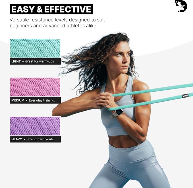 DMoose Fitness Fabric Resistance Bands for Full Body Exercises - Non-Slip Thick Cloth Stretch Band for Squats, Lunges & Bicep Curls - Long Resistance Bands for Working Out - Booty Band for Men & Women