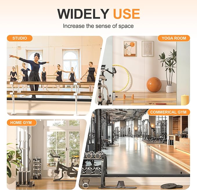 Hasipu 71''x29.9'' Home Gym Mirror, Full Length Wall Mounted Full Body Mirror for Yoga Dance Fitness Exercise Studio Bedroom Garage, Frameless Tempered Glass Workout Mirrors