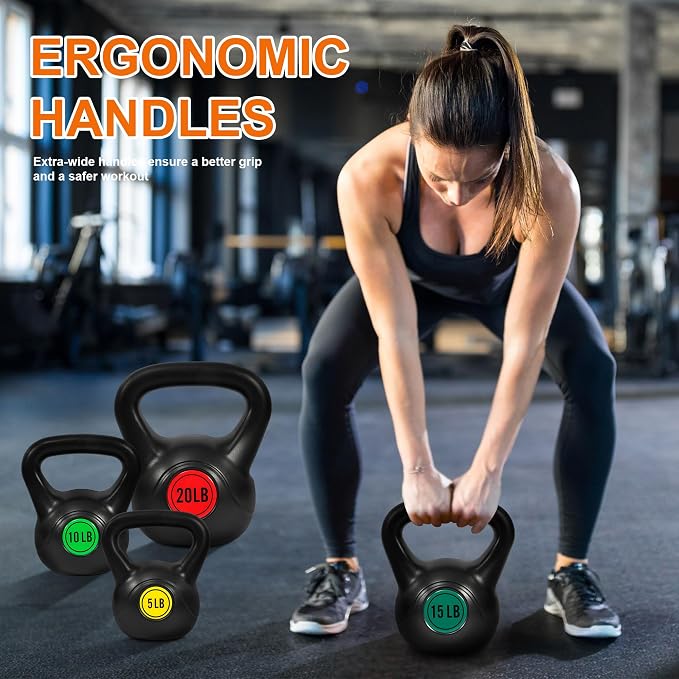 Fitvids Kettlebell Sets Piece Strength Training KettleBells Weight Set