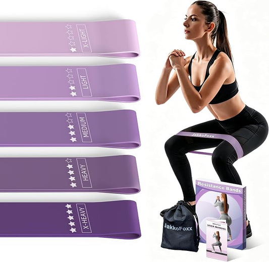 Resistance Loop Exercise Bands, Resistance Bands Exercise Bands for Home Fitness, Stretching, Strength Training, Physical Therapy,Elastic Workout Bands for Women Men Kids, Set of 5