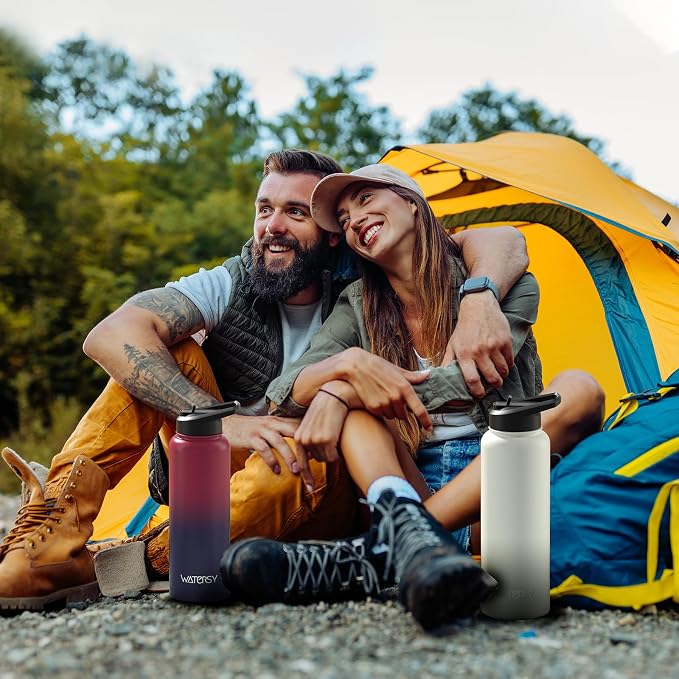 40oz Insulated Water Bottle (Cold for 48 Hrs),BPA Free&Leak Proof,Stainless Steel Water Flask,Water Jug with Straw Spout Lids for Gym,Hiking,Travel,White