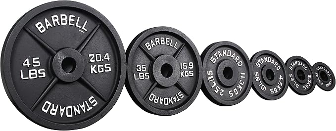 Signature Fitness Olympic 2-Inch Cast Iron Plate Weight Plate for Strength Training and Weightlifting, Multiple Sizes