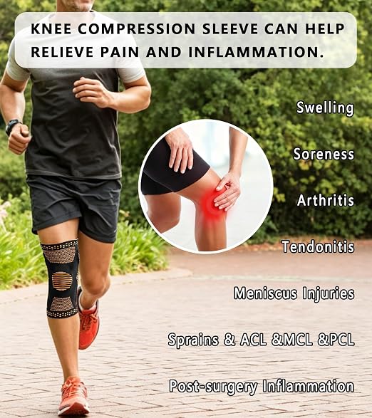 2 Pcs Knee Compression Sleeves for Men Women, Compression Knee Brace with Patella Gel Pad & Side Stabilizers,Knee Support for Meniscus Tear, Arthritis, Knee Pain Relief, Sports (Black and Brown, Medium)
